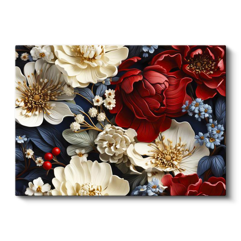 Yatay Kanvas Tablo Klasik Çiçek Aranjmanı Çiçek Tablosu Ev Ofis Duvar Dekoru