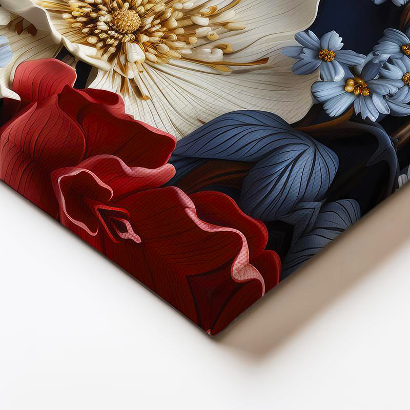 Yatay Kanvas Tablo Klasik Çiçek Aranjmanı Çiçek Tablosu Ev Ofis Duvar Dekoru