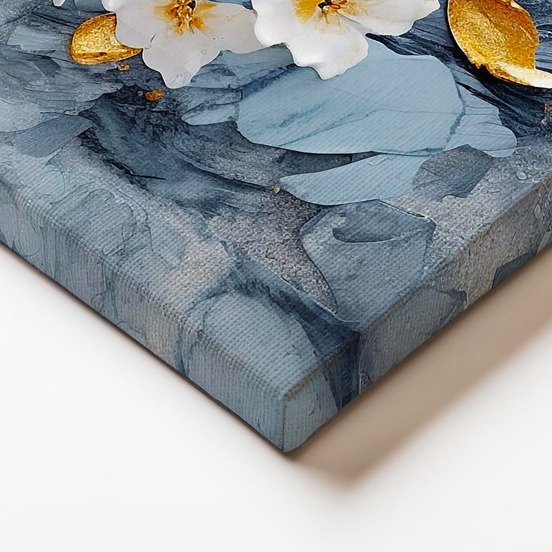 Yatay Kanvas Tablo Beyaz Bahar Dalı İllüstrasyonu Çiçek Tablosu Ev Ofis Duvar Dekoru