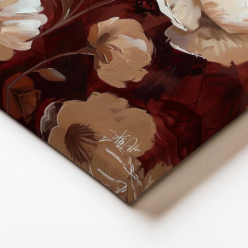 Yatay Kanvas Tablo Yağlı Boya Görünümlü Beyaz Çiçek Çiçek Tablosu Ev Ofis Duvar Dekoru