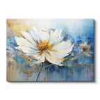 Yatay Kanvas Tablo Fırça Darbesi Etkili Beyaz Çiçek Çiçek Tablosu Ev Ofis Duvar Dekoru