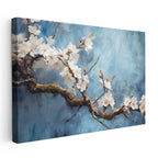 Yatay Kanvas Tablo Yağlı Boya Dokulu Kiraz Çiçeği Çiçek Tablosu Ev Ofis Duvar Dekoru