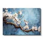 Yatay Kanvas Tablo Yağlı Boya Dokulu Kiraz Çiçeği Çiçek Tablosu Ev Ofis Duvar Dekoru