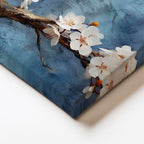 Yatay Kanvas Tablo Yağlı Boya Dokulu Kiraz Çiçeği Çiçek Tablosu Ev Ofis Duvar Dekoru