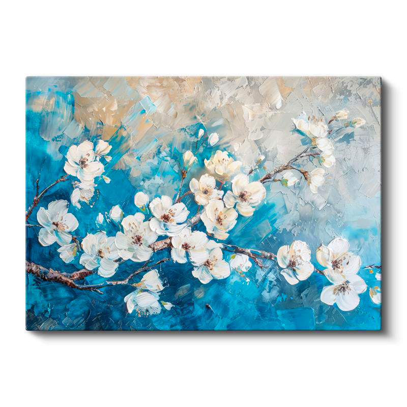Yatay Kanvas Tablo Fırça Darbeli Bahar Çiçekleri Çiçek Tablosu Ev Ofis Duvar Dekoru