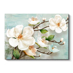 Yatay Kanvas Tablo Kabartma Görünümlü Manolya Dalı Çiçek Tablosu Ev Ofis Duvar Dekoru