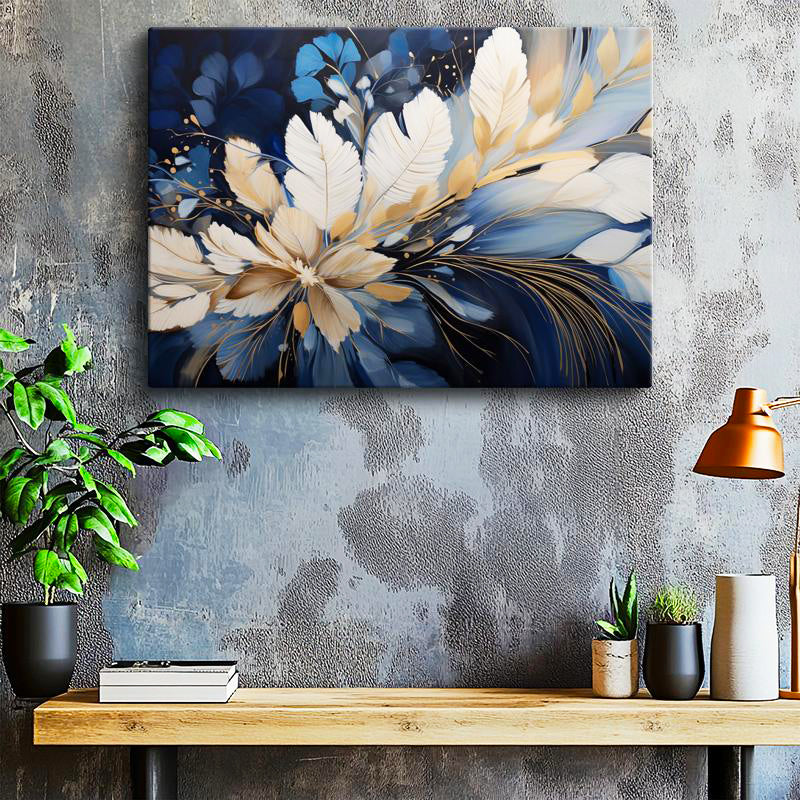 Yatay Kanvas Tablo Katmanlı Çiçek Yapısı Çiçek Tablosu Ev Ofis Duvar Dekoru