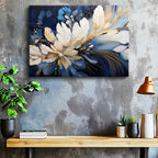 Yatay Kanvas Tablo Katmanlı Çiçek Yapısı Çiçek Tablosu Ev Ofis Duvar Dekoru