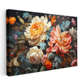 Yatay Kanvas Tablo Yoğun Çiçek Aranjmanı Çiçek Tablosu Ev Ofis Duvar Dekoru