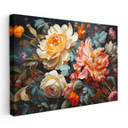 Yatay Kanvas Tablo Yoğun Çiçek Aranjmanı Çiçek Tablosu Ev Ofis Duvar Dekoru