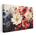 Yatay Kanvas Tablo Çoklu Çiçek Kompozisyonu Çiçek Tablosu Ev Ofis Duvar Dekoru