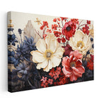 Yatay Kanvas Tablo Çoklu Çiçek Kompozisyonu Çiçek Tablosu Ev Ofis Duvar Dekoru