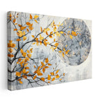 Yatay Kanvas Tablo Dallı Yaprak Vurgulu Çiçek Çiçek Tablosu Ev Ofis Duvar Dekoru