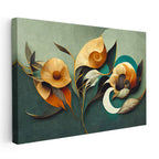Yatay Kanvas Tablo Organik Çiçek Formları Çiçek Tablosu Ev Ofis Duvar Dekoru