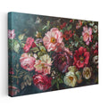 Yatay Kanvas Tablo Yoğun Çiçek Kompozisyonu Çiçek Tablosu Ev Ofis Duvar Dekoru
