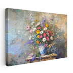 Yatay Kanvas Tablo Vazolu Çiçek Aranjmanı Çiçek Tablosu Ev Ofis Duvar Dekoru
