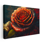 Yatay Kanvas Tablo Alev Görünümlü Kırmızı Gül Çiçek Tablosu Ev Ofis Duvar Dekoru