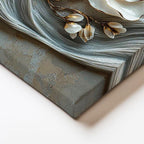 Yatay Kanvas Tablo Mermer Dokulu Beyaz Manolya Çiçek Tablosu Ev Ofis Duvar Dekoru