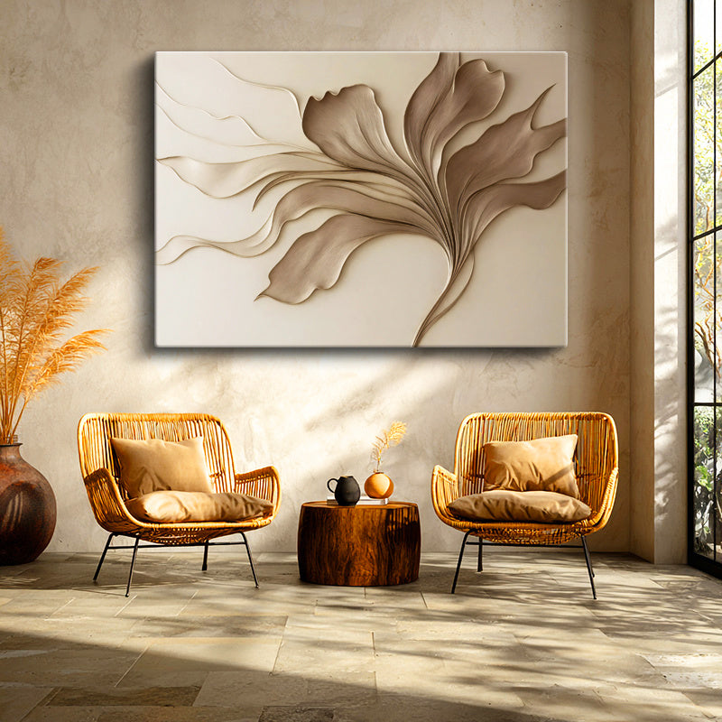 Yatay Kanvas Tablo Soyut Akışkan Yaprak Desenleri Çiçek Tablosu Ev Ofis Duvar Dekoru