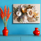 Yatay Kanvas Tablo Karışık Bahar Buketi Aranjmanı Çiçek Tablosu Ev Ofis Duvar Dekoru