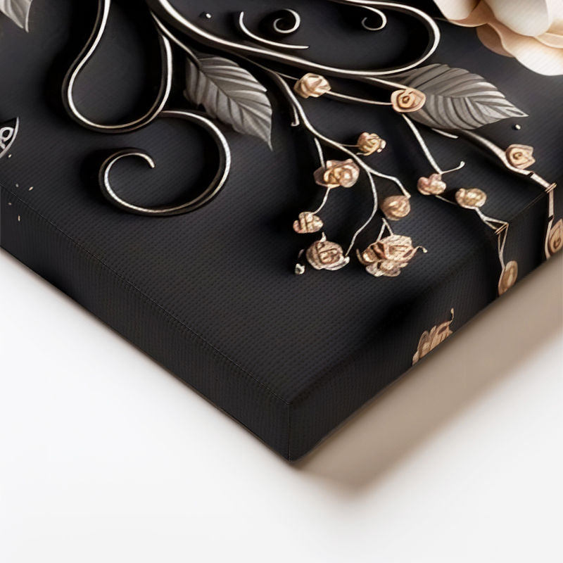 Yatay Kanvas Tablo Kelebekli Güller Çiçek Tablosu Ev Ofis Duvar Dekoru