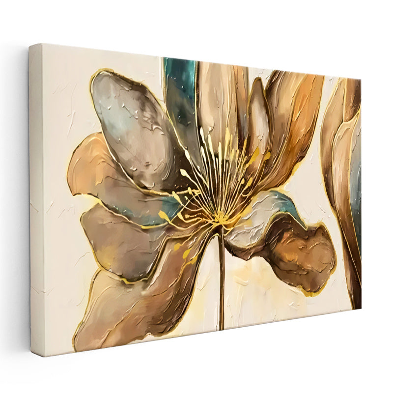 Yatay Kanvas Tablo Soyut Formlu Çiçek Çiçek Tablosu Ev Ofis Duvar Dekoru