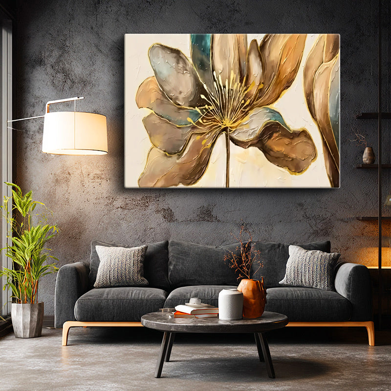 Yatay Kanvas Tablo Soyut Formlu Çiçek Çiçek Tablosu Ev Ofis Duvar Dekoru