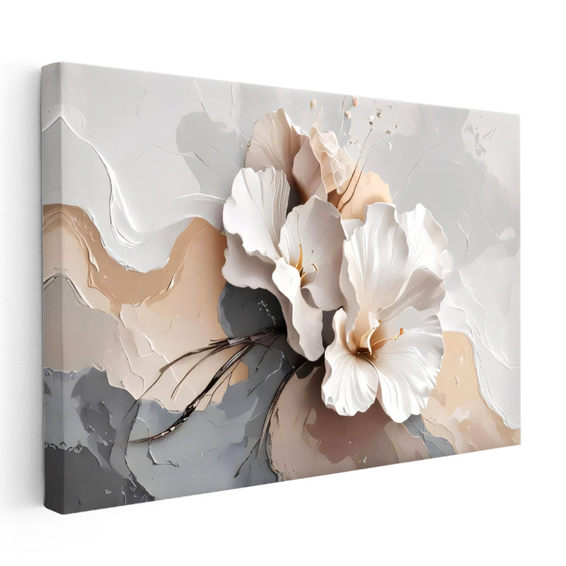 Yatay Kanvas Tablo Narin Taç Yapraklar Çiçek Tablosu Ev Ofis Duvar Dekoru