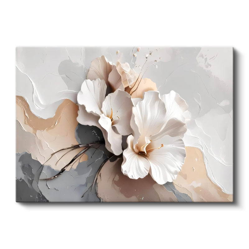 Yatay Kanvas Tablo Narin Taç Yapraklar Çiçek Tablosu Ev Ofis Duvar Dekoru