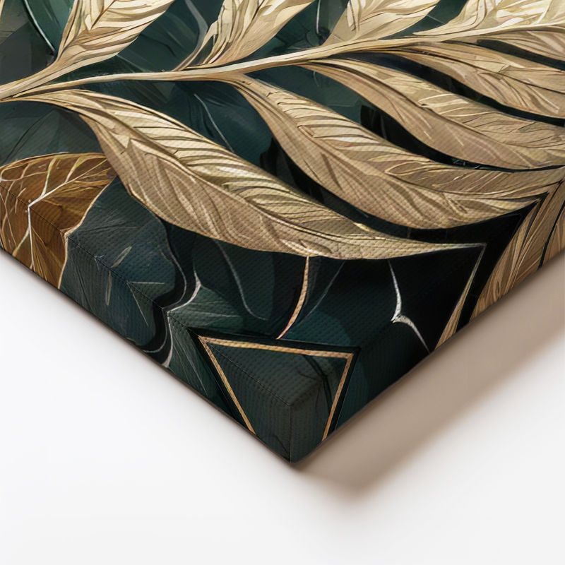 Yatay Kanvas Tablo Tropikal Büyük Yapraklar Çiçek Tablosu Ev Ofis Duvar Dekoru