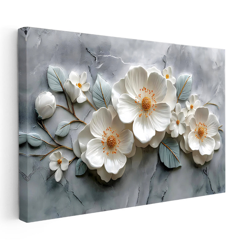 Yatay Kanvas Tablo Papatya Görünümlü Çiçek Çiçek Tablosu Ev Ofis Duvar Dekoru