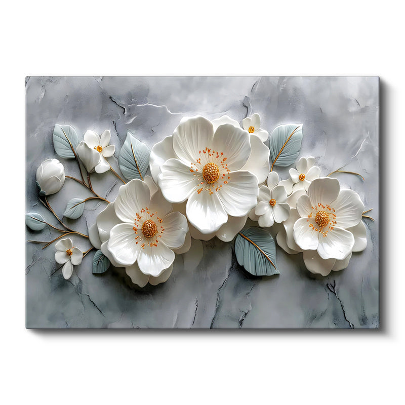 Yatay Kanvas Tablo Papatya Görünümlü Çiçek Çiçek Tablosu Ev Ofis Duvar Dekoru