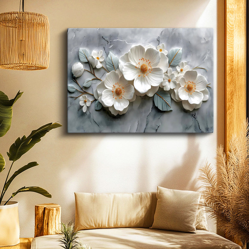 Yatay Kanvas Tablo Papatya Görünümlü Çiçek Çiçek Tablosu Ev Ofis Duvar Dekoru