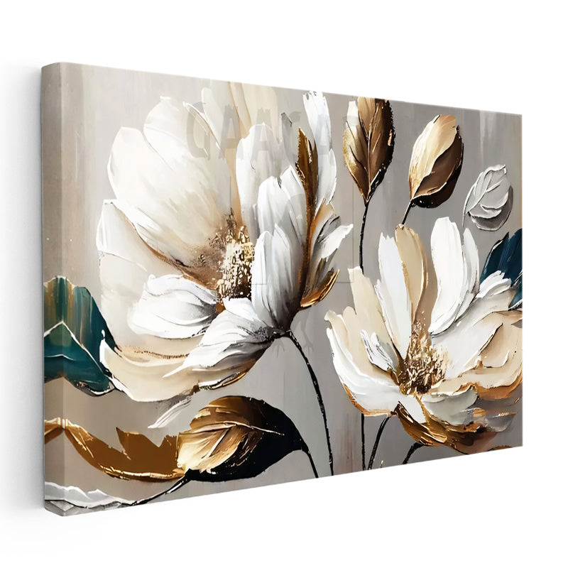 Yatay Kanvas Tablo Geniş Yapraklı Modern Çiçek Çiçek Tablosu Ev Ofis Duvar Dekoru