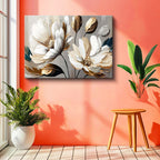 Yatay Kanvas Tablo Geniş Yapraklı Modern Çiçek Çiçek Tablosu Ev Ofis Duvar Dekoru