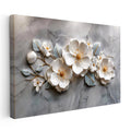 Yatay Kanvas Tablo Kabartma Görünümlü Zarif Çiçekler Çiçek Tablosu Ev Ofis Duvar Dekoru