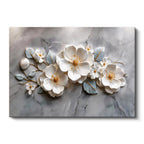 Yatay Kanvas Tablo Kabartma Görünümlü Zarif Çiçekler Çiçek Tablosu Ev Ofis Duvar Dekoru