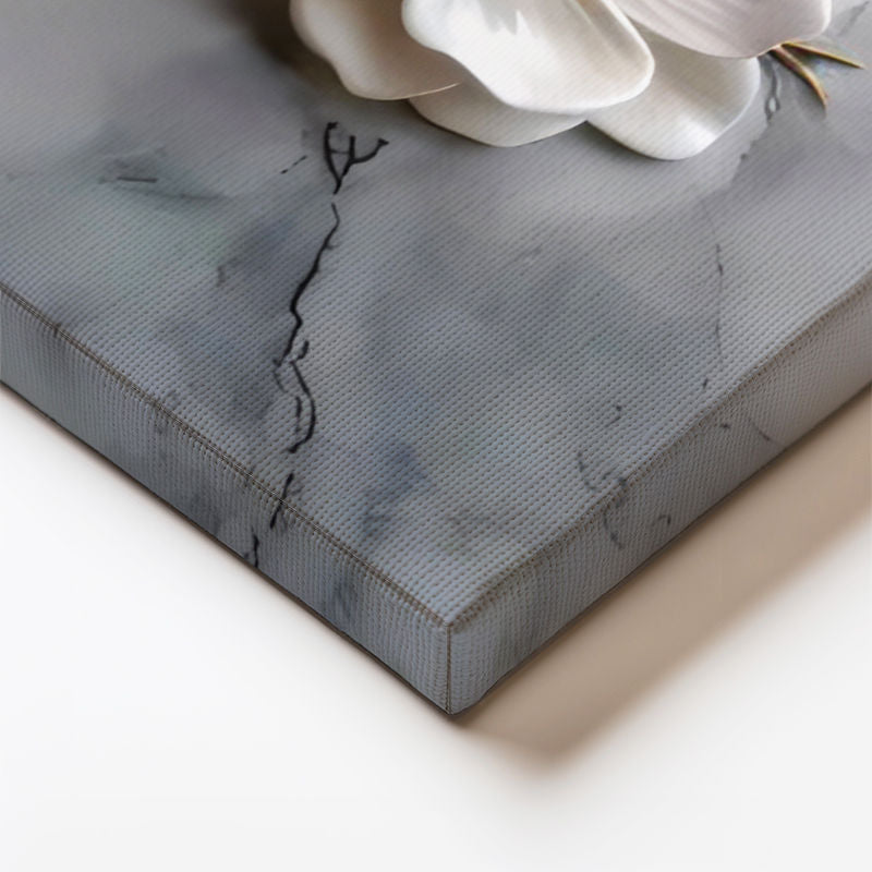 Yatay Kanvas Tablo Kabartma Görünümlü Zarif Çiçekler Çiçek Tablosu Ev Ofis Duvar Dekoru