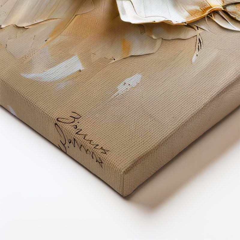 Yatay Kanvas Tablo Kabartma Görünümlü Gül Çiçek Tablosu Ev Ofis Duvar Dekoru