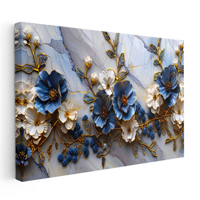 Yatay Kanvas Tablo Meyve Dalları Çiçekleri Çiçek Tablosu Ev Ofis Duvar Dekoru