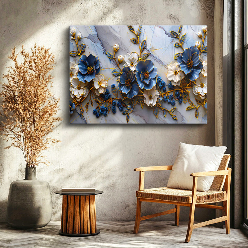 Yatay Kanvas Tablo Meyve Dalları Çiçekleri Çiçek Tablosu Ev Ofis Duvar Dekoru