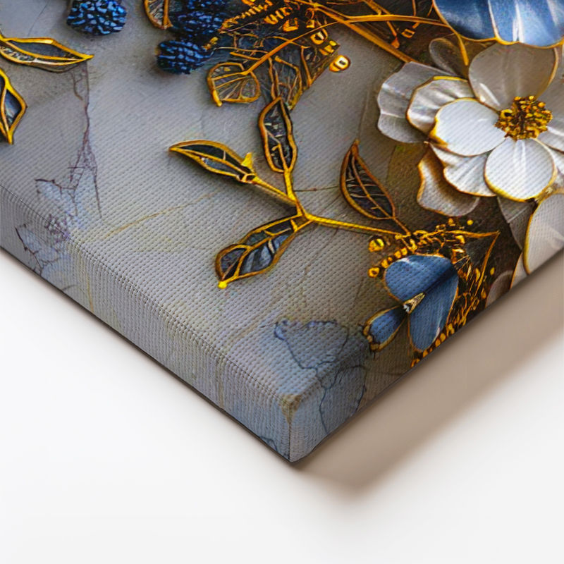 Yatay Kanvas Tablo Meyve Dalları Çiçekleri Çiçek Tablosu Ev Ofis Duvar Dekoru