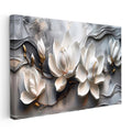Yatay Kanvas Tablo Kabartma Görünümlü Manolyalar Çiçek Tablosu Ev Ofis Duvar Dekoru