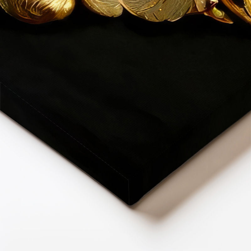 Yatay Kanvas Tablo Metalik Görünümlü Çiçekler Çiçek Tablosu Ev Ofis Duvar Dekoru