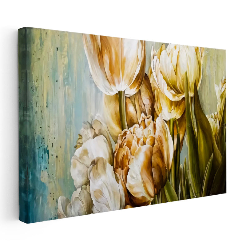 Yatay Kanvas Tablo Lale Buketi Çiçek Tablosu Ev Ofis Duvar Dekoru