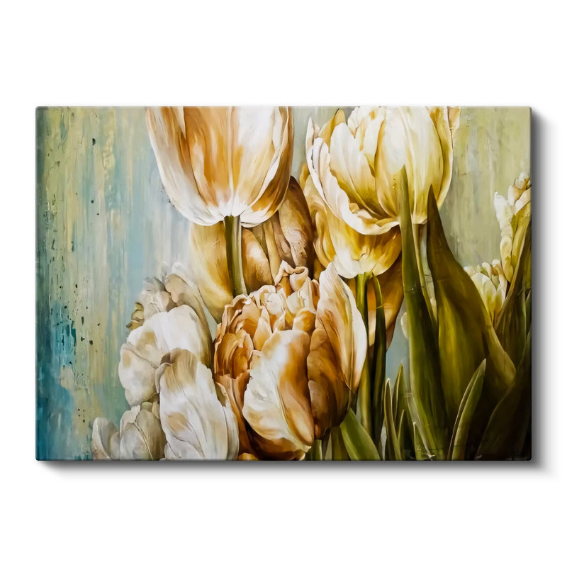 Yatay Kanvas Tablo Lale Buketi Çiçek Tablosu Ev Ofis Duvar Dekoru