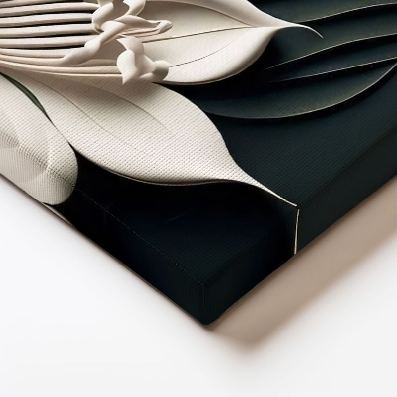 Yatay Kanvas Tablo Kabartma Görünümlü Lilyum Çiçek Tablosu Ev Ofis Duvar Dekoru