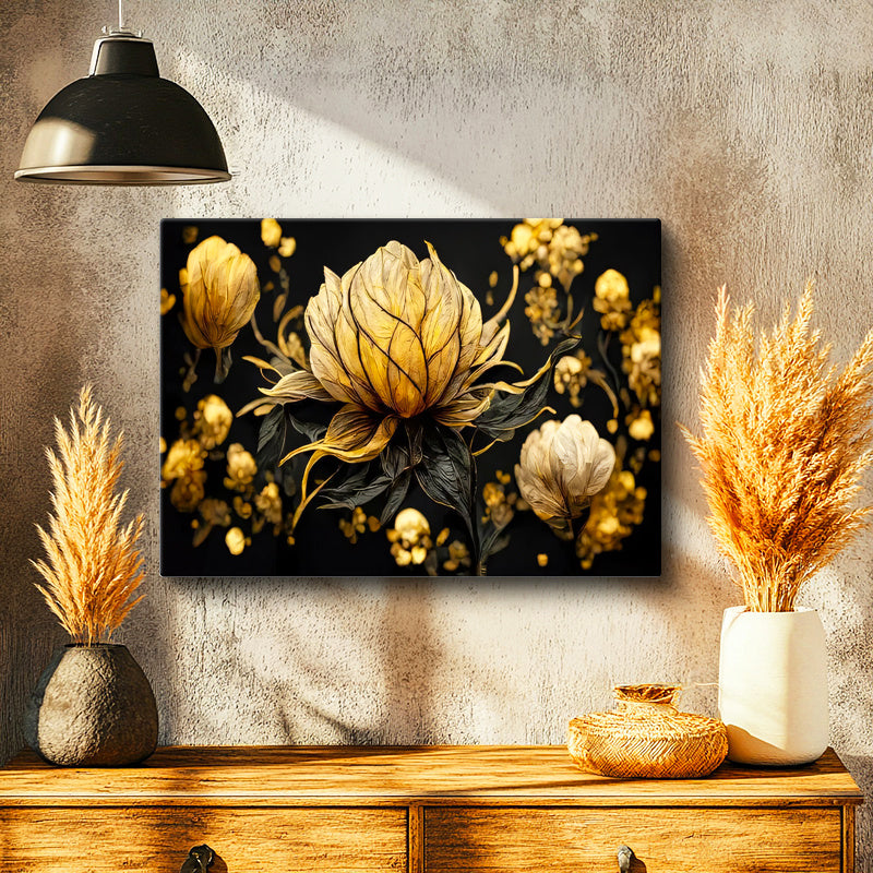 Yatay Kanvas Tablo Tekli Büyük Çiçek Çiçek Tablosu Ev Ofis Duvar Dekoru