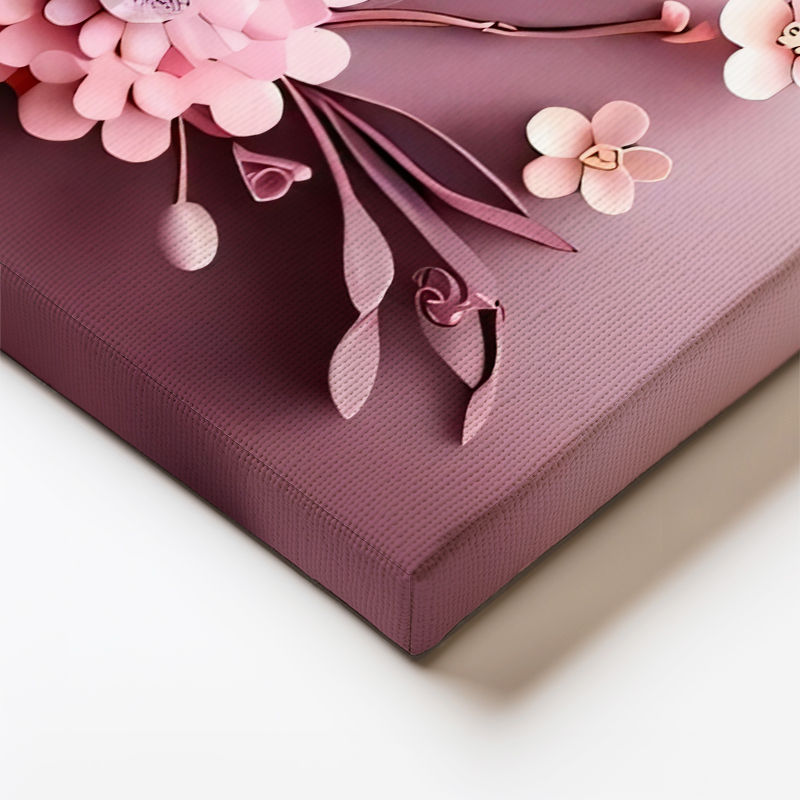 Yatay Kanvas Tablo Katmanlı Çiçek Aranjmanı Çiçek Tablosu Ev Ofis Duvar Dekoru