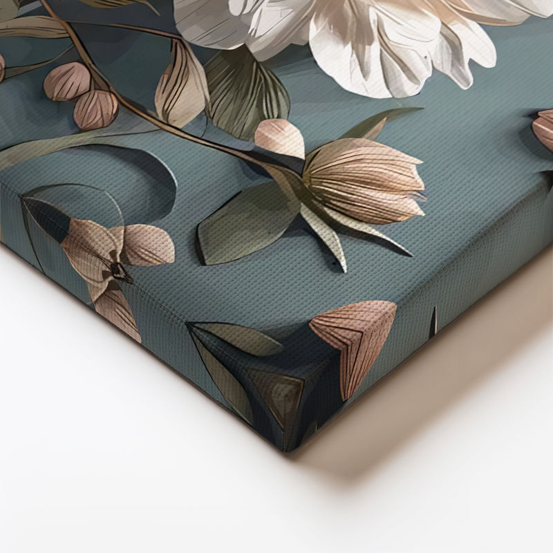 Yatay Kanvas Tablo Şakayık ve Tomurcuklar Çiçek Tablosu Ev Ofis Duvar Dekoru